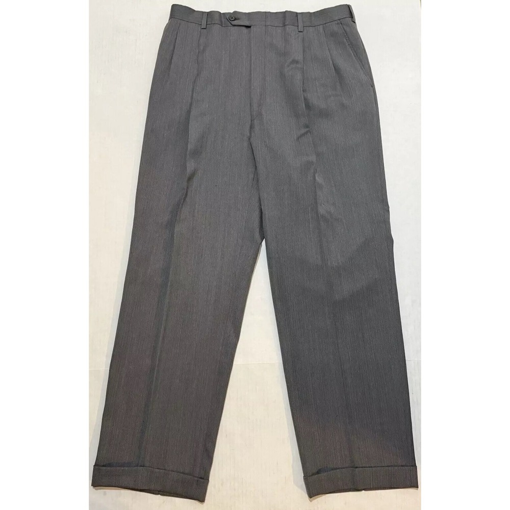 Burberry London Men's Unite Wool Dress Pants Gray Size 40LG Flat Front 11188161